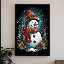 Festive Snowman In Winter Wonderland Poster
