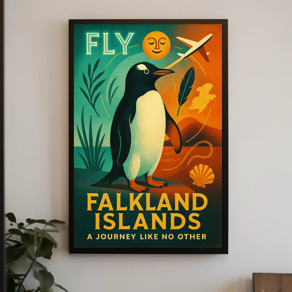 Fly to Falkland Islands Adventure Travel Poster PosterGoat