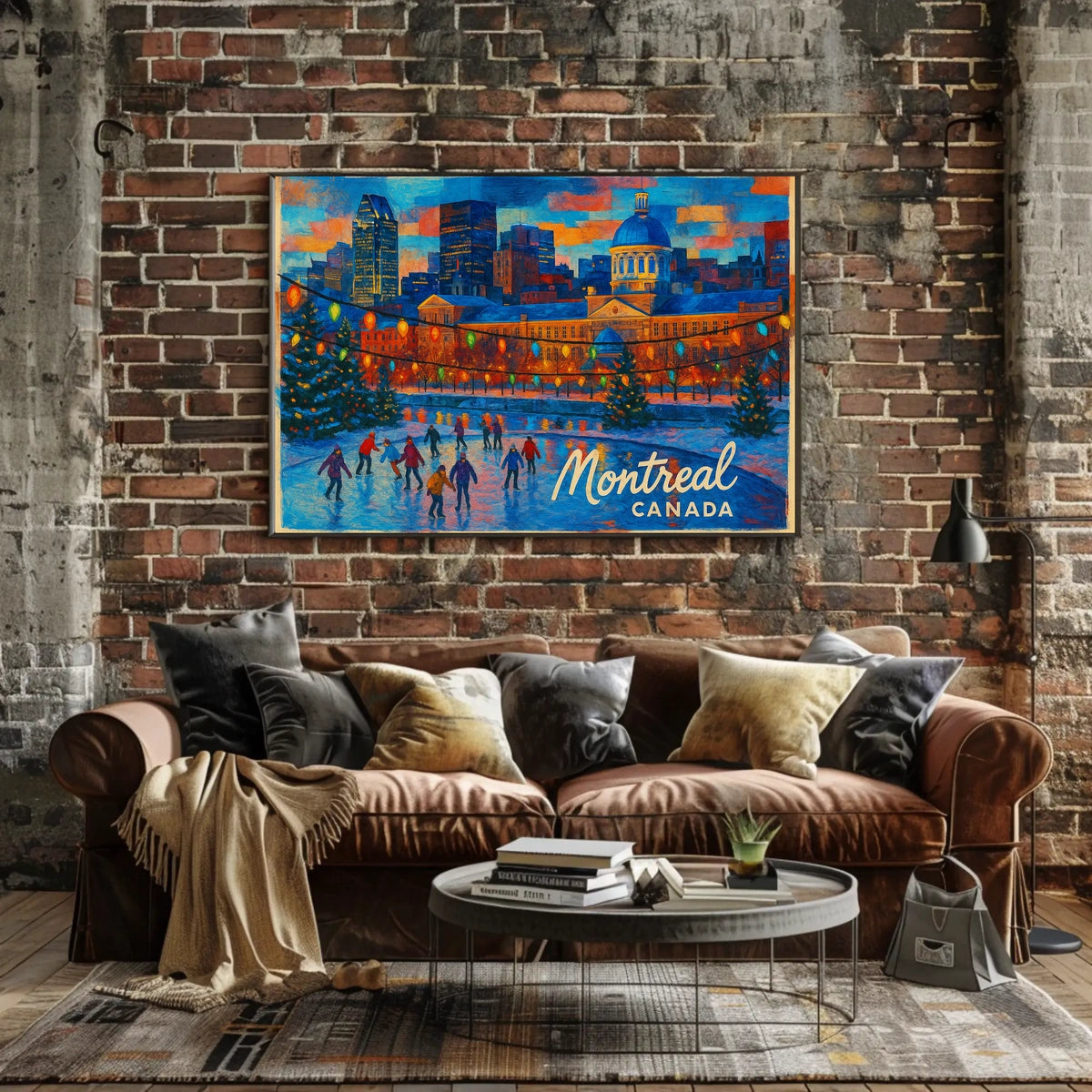 Montreal Cityscape Winter Travel Photography Realism Impressionism Canadian Snowy Urban Landscape Poster