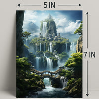 Enchanted Waterfall City Poster