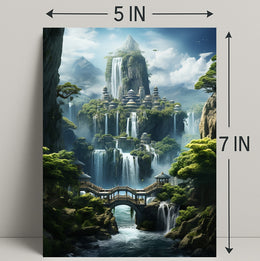 Enchanted Waterfall City Poster