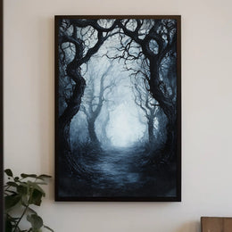 Mysterious and Eerie Forest Scene Artistic Poster