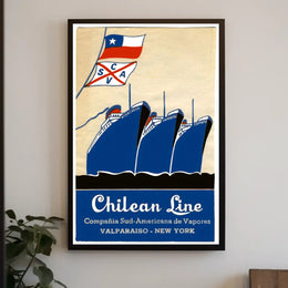 Valparaiso To New York Maritime Poster Vintage Wall Art