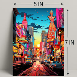 Neon Cityscape At Dusk Poster