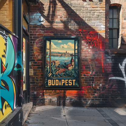 Budapest Window View Travel Poster