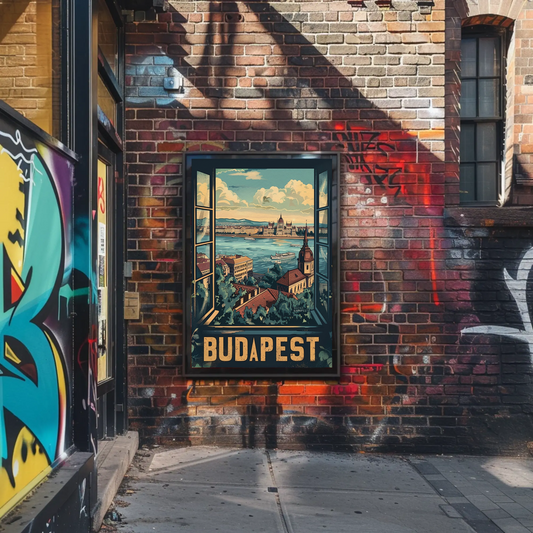 Budapest Window View Travel Poster