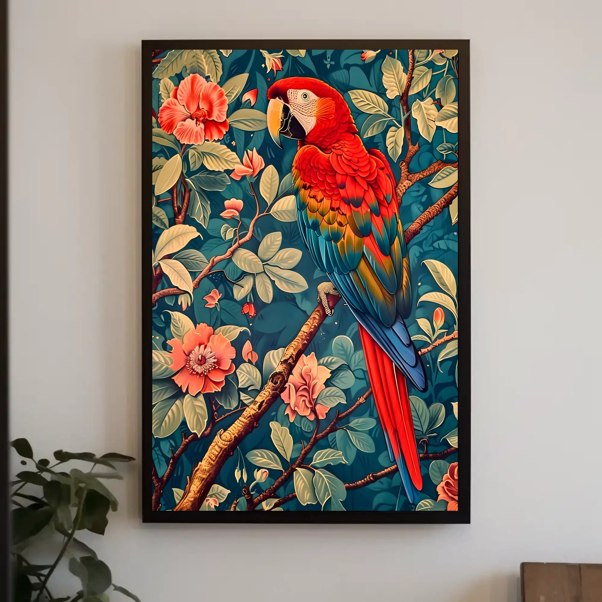 Vibrant Parrot Illustration in Tropical Animal Poster