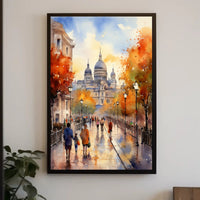 Autumn Stroll By The Cathedral Poster