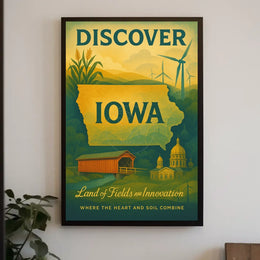Discover Iowa: Vintage Travel Poster