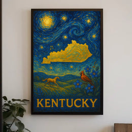 Kentucky Horse and Starry Night Artistic Poster