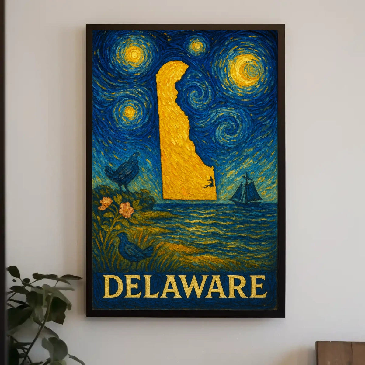 Delaware's Artistic Nightscape Travel Poster