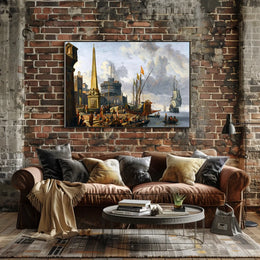 Renaissance Port Scene Captivates in Cultural or Heritage Poster