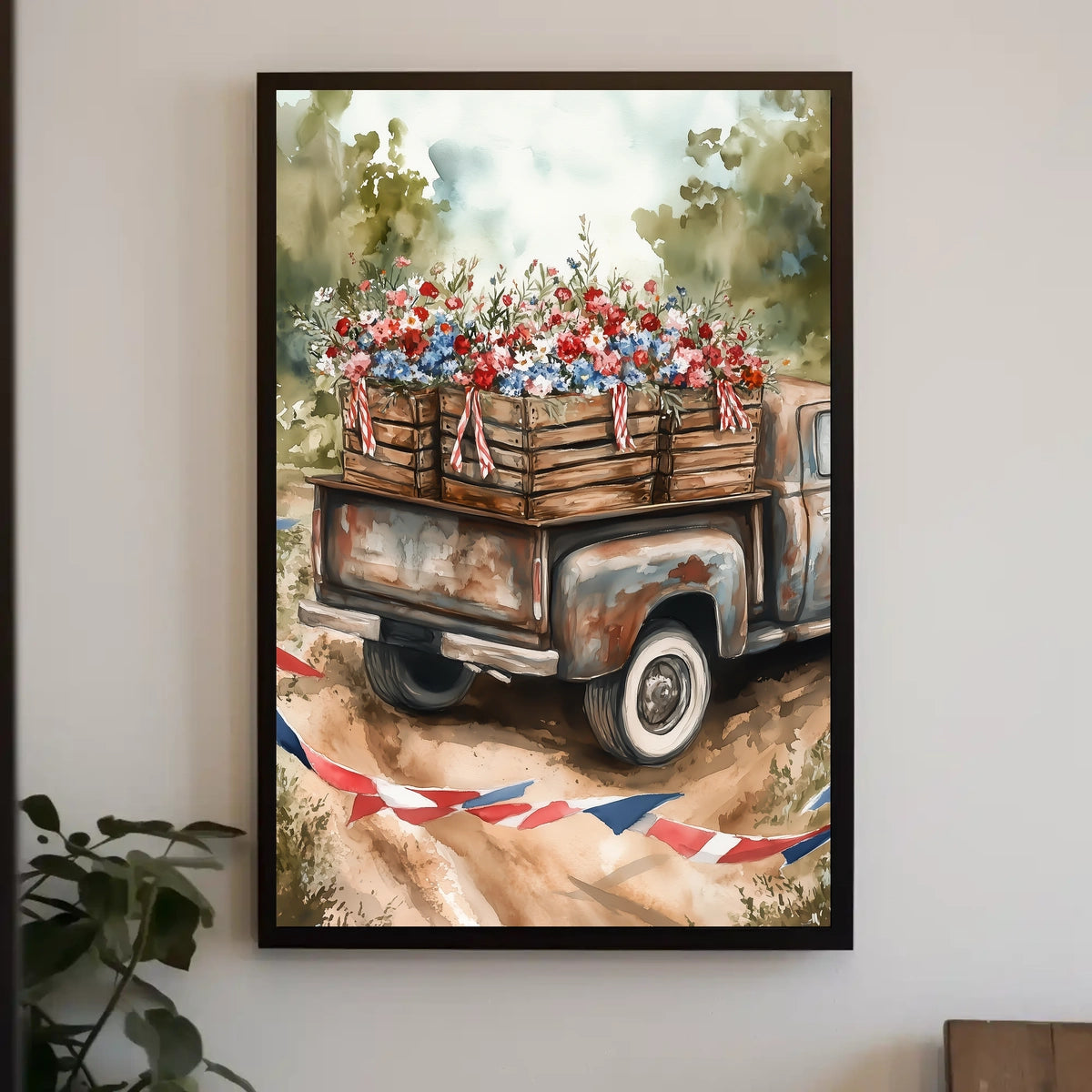 Weathered Pickup Truck Vintage Road Scene Wall Art Poster