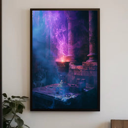 Mystical Chalice in Enchanted Stone Chamber Poster PosterGoat