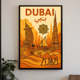 Discover Dubai Poster Vibrant Cityscape Wall Art Home