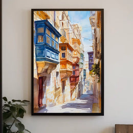 Malta Valletta Historic Street View Poster