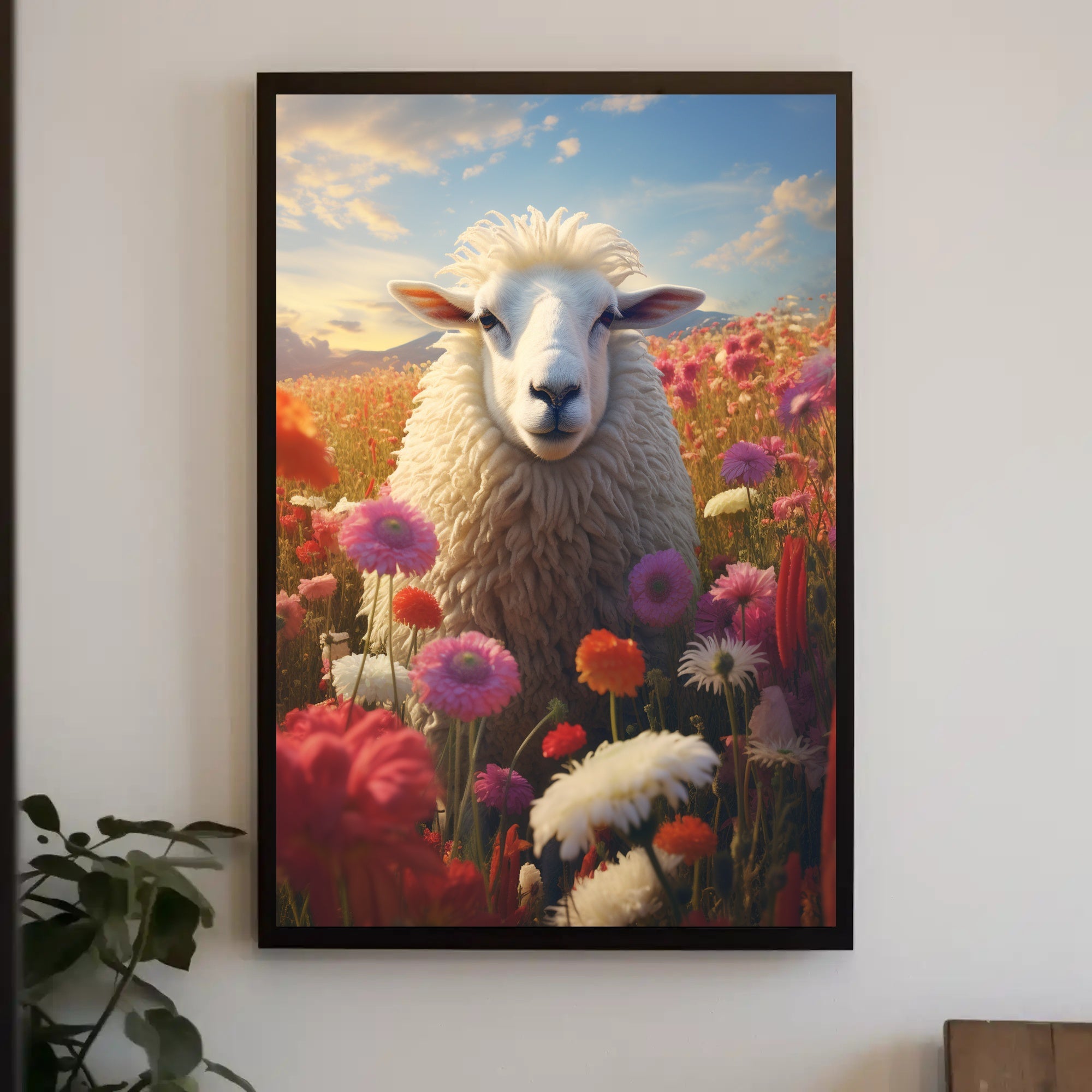 Sheep in Vibrant Field Animal Poster