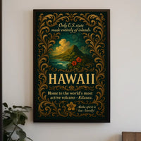 Hawaii Vintage Poster: Scenic Mountains and Ocean View