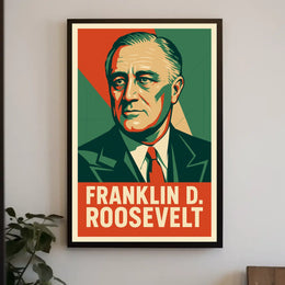 Franklin Roosevelt Portrait Art Deco Patriot Poster