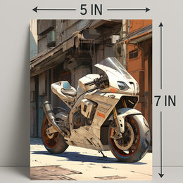 Futuristic Motorcycle In Urban Alley Poster PosterGoat