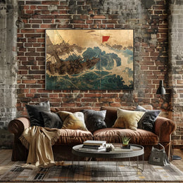 Dramatic Japanese Maritime Scene Poster: Adventure Awaits