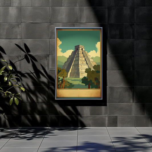 Chichen Itza Ancient Wonder Mexico Vintage Travel Poster