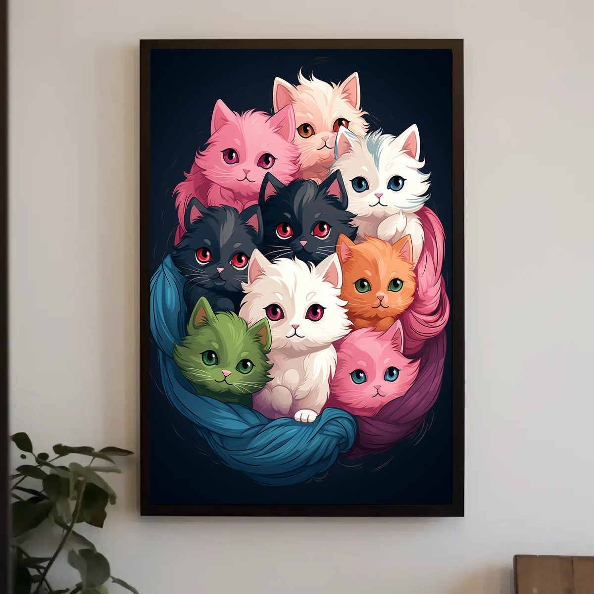 Colorful Kittens In A Cozy Nest Poster