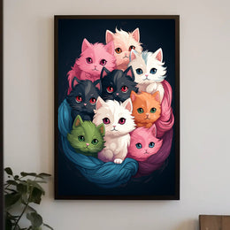 Colorful Kittens In A Cozy Nest Poster