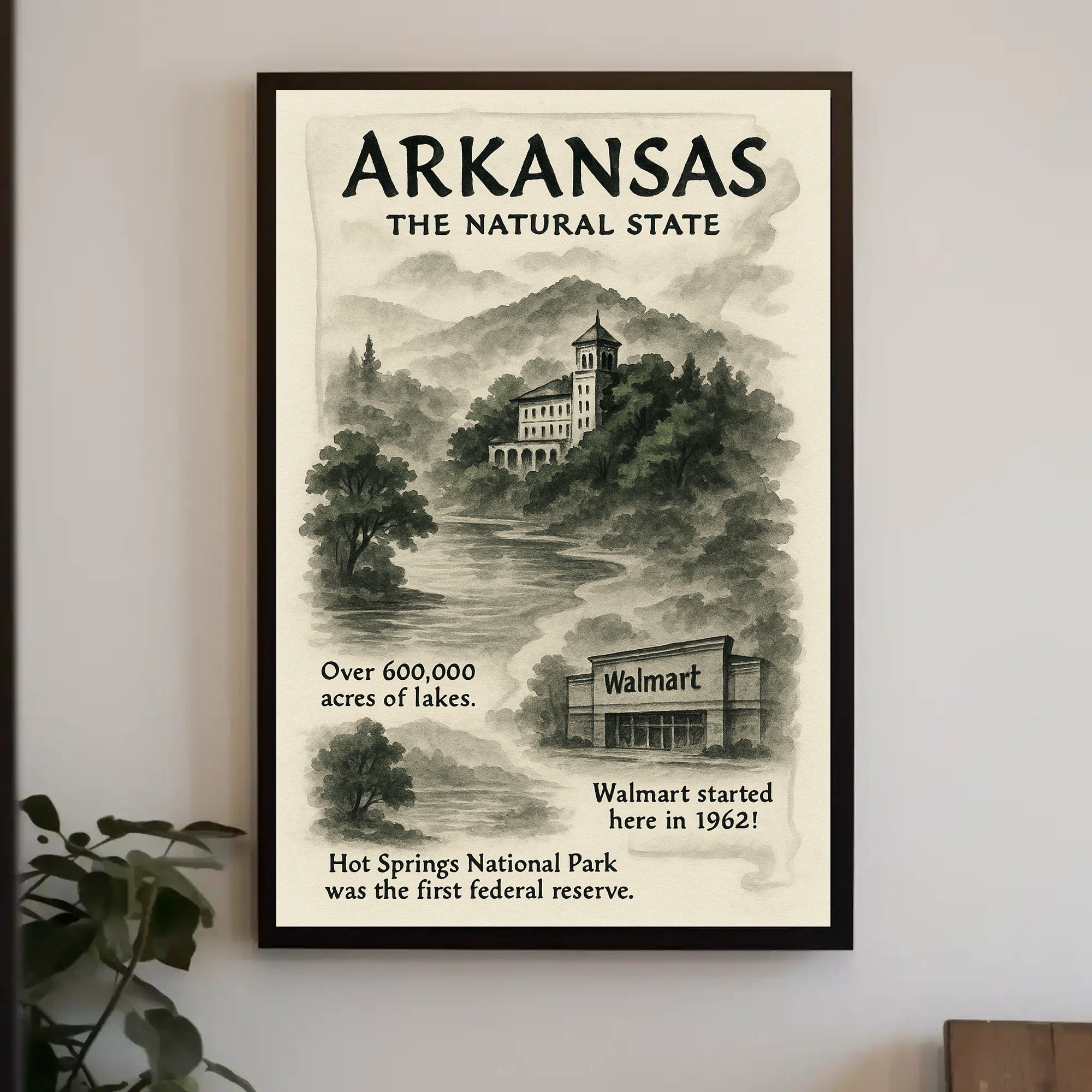 Arkansas The Natural State Vintage Travel Poster