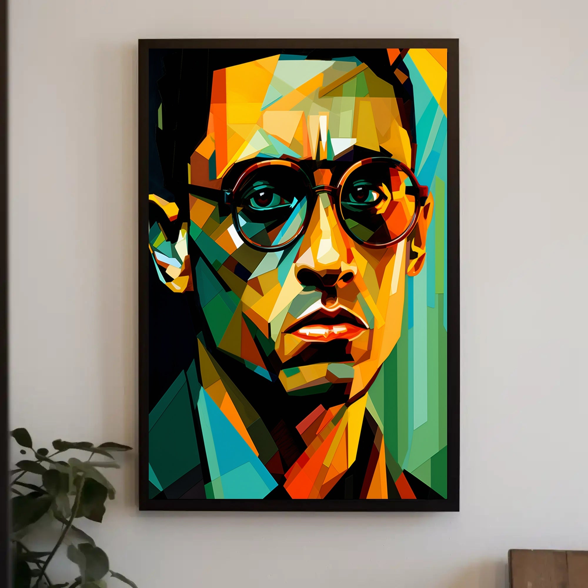 Vibrant Geometric Portrait Poster PosterGoat