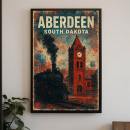 Aberdeen Vintage Travel Retro 80s Wanderlust Poster