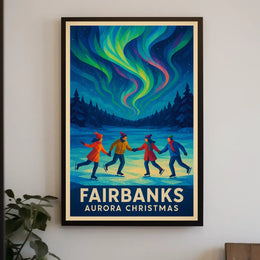 Fairbanks Aurora Christmas Night View Landscape Poster