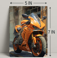 Vibrant Orange Motorcycle Poster PosterGoat