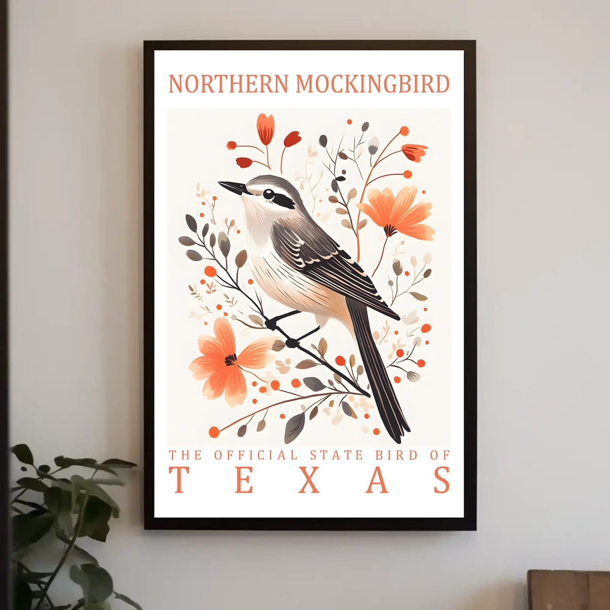 Northern Mockingbird Texas Nature Art Poster