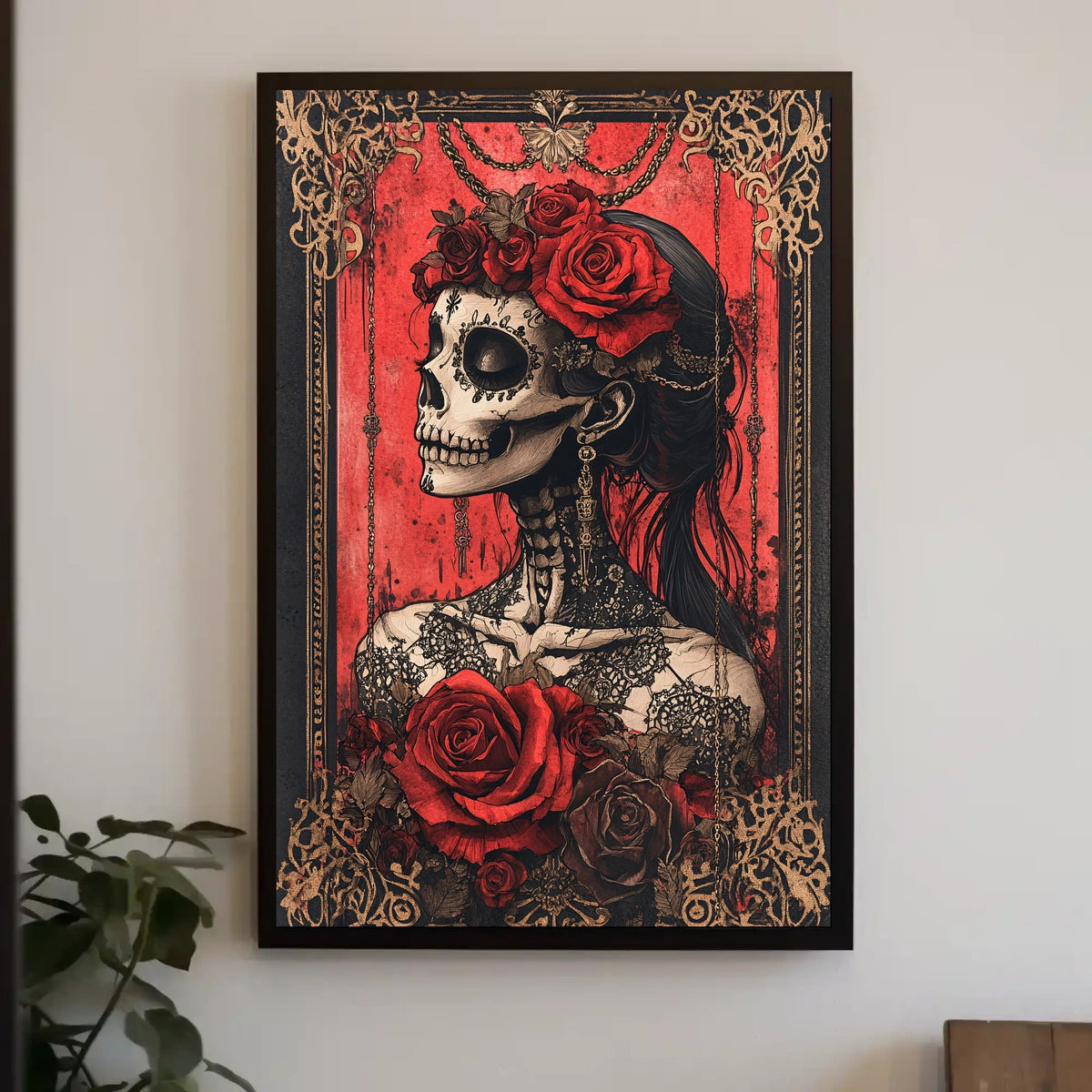 Day of the Dead Skull Woman Cultural Poster