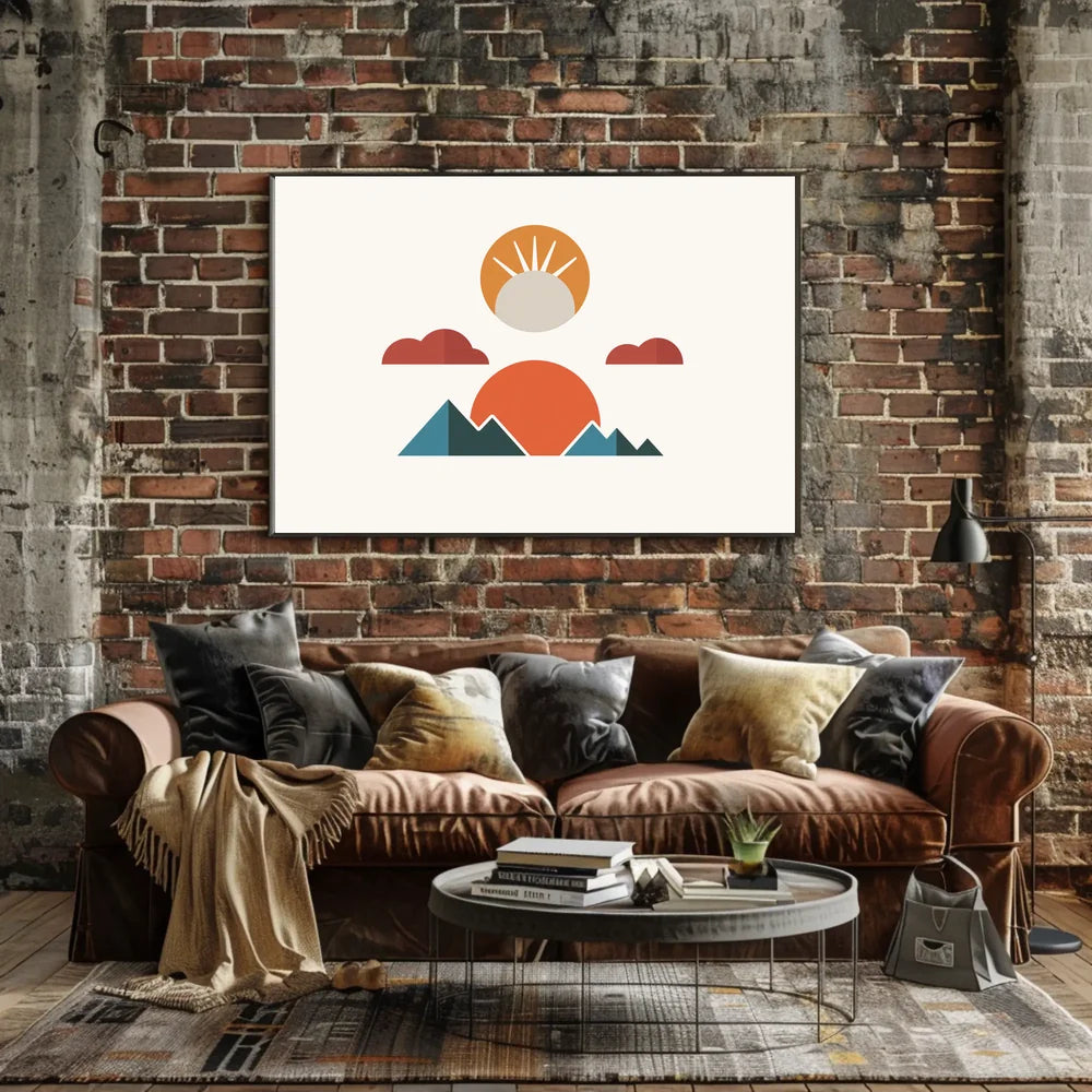 Geometric Landscape Art Poster: Modern Minimalist Design