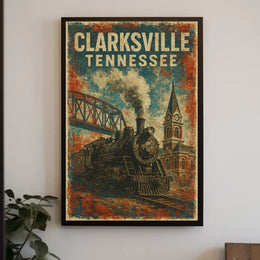 Clarksville, Tennessee Vintage Vintage Poster