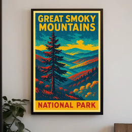 Great Smoky Mountains Vintage Travel Poster Art Nostalgic Retro Adventure Landscape Poster