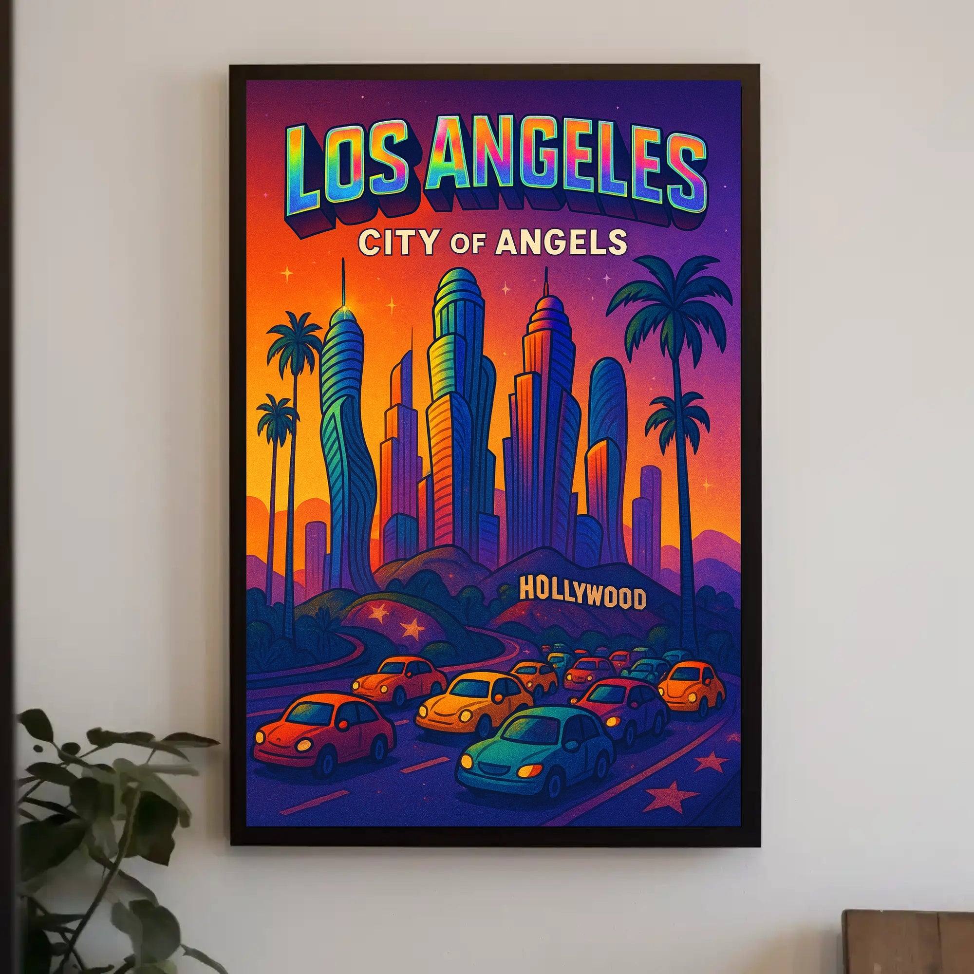 Colorful Los Angeles Skyline Pop Art Urban or Cityscape Poster