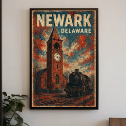 Newark Clock Tower Travel Art Deco Poster