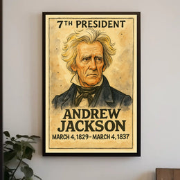 Andrew Jackson 7th President of the United States Exaggerated Cartoon Sketch Poster