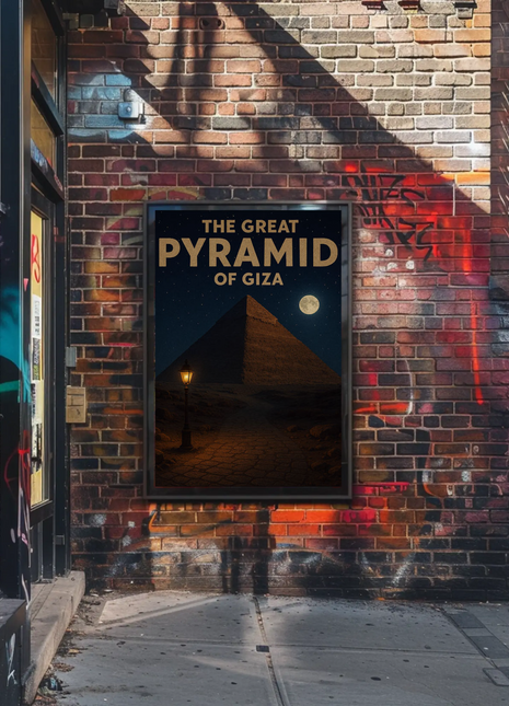 Great Pyramid of Giza Moonlight Travel Poster