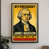 James Madison 4th President of the United States Inked Comic Style Poster