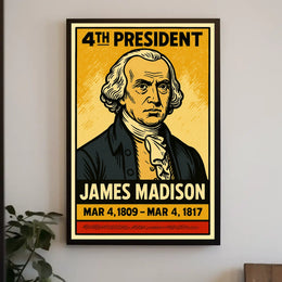 James Madison 4th President of the United States Inked Comic Style Poster