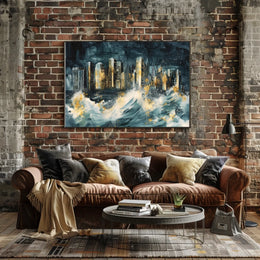 Cityscape Amidst the Storm Poster
