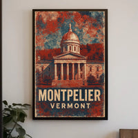 Montpelier Vermont Skyline Watercolor Traveler Poster
