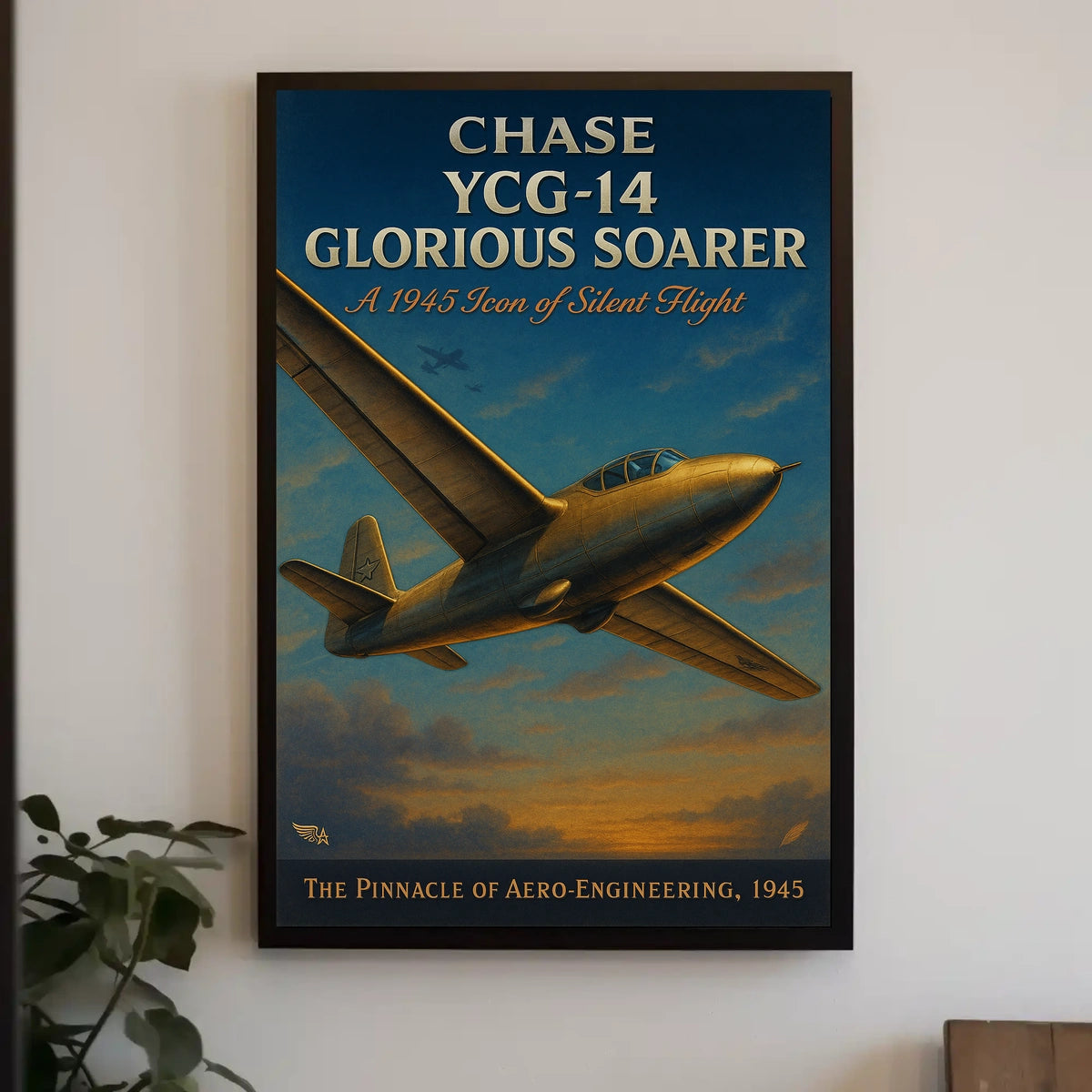 Chase YCG-14 Glider Aviation Vintage Engineering Poster