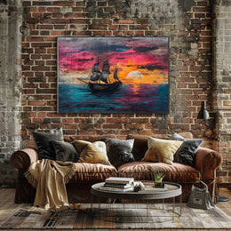 Majestic Black Sails at Sunset Art Poster