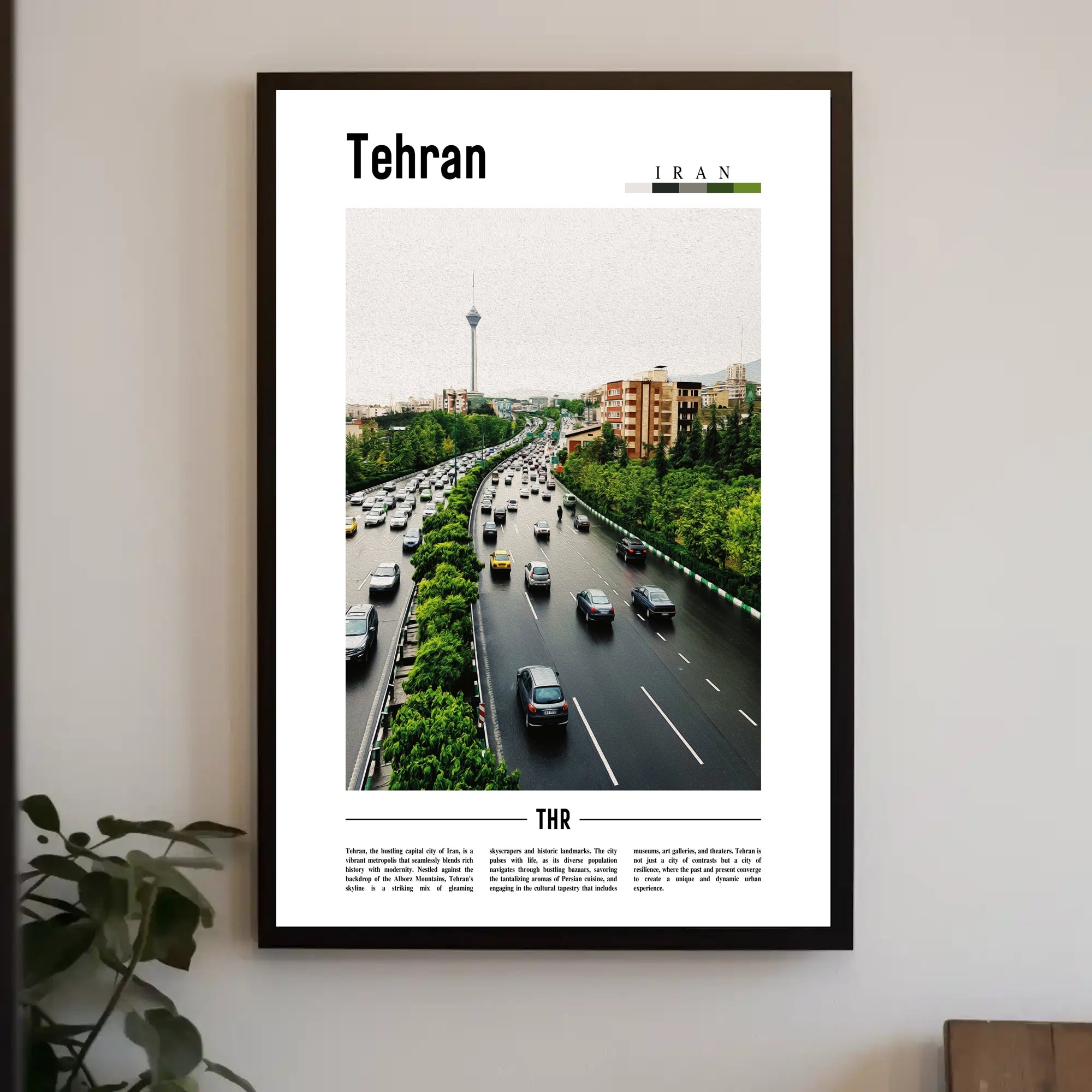 Tehran's Vibrant Cityscape With Milad Tower Urban or Cityscape Poster PosterGoat