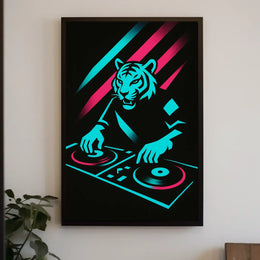 Neon Tiger Dj Poster